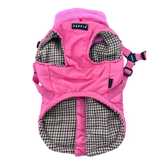 Puppia Donavan Coat with built in harness hot pink comfy warm dog jacket SZ LG - Picture 6 of 9